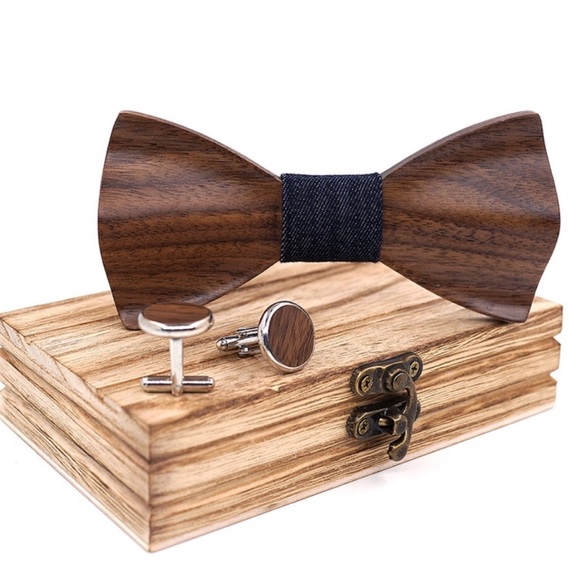 Jillerellas Castle Other - HandCarved KOA Wood BowTie and Matching Cufflinks